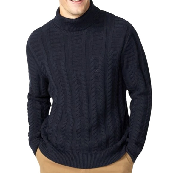 Cable Knit Turtleneck Cardigan Sweater Pullover Black Big Tall Men Size 2X NWT - Picture 1 of 10